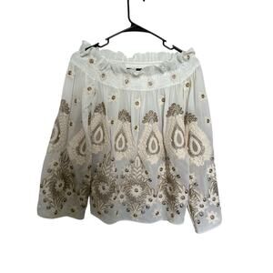 Endless Rose White and Gold Embroidered Blouse